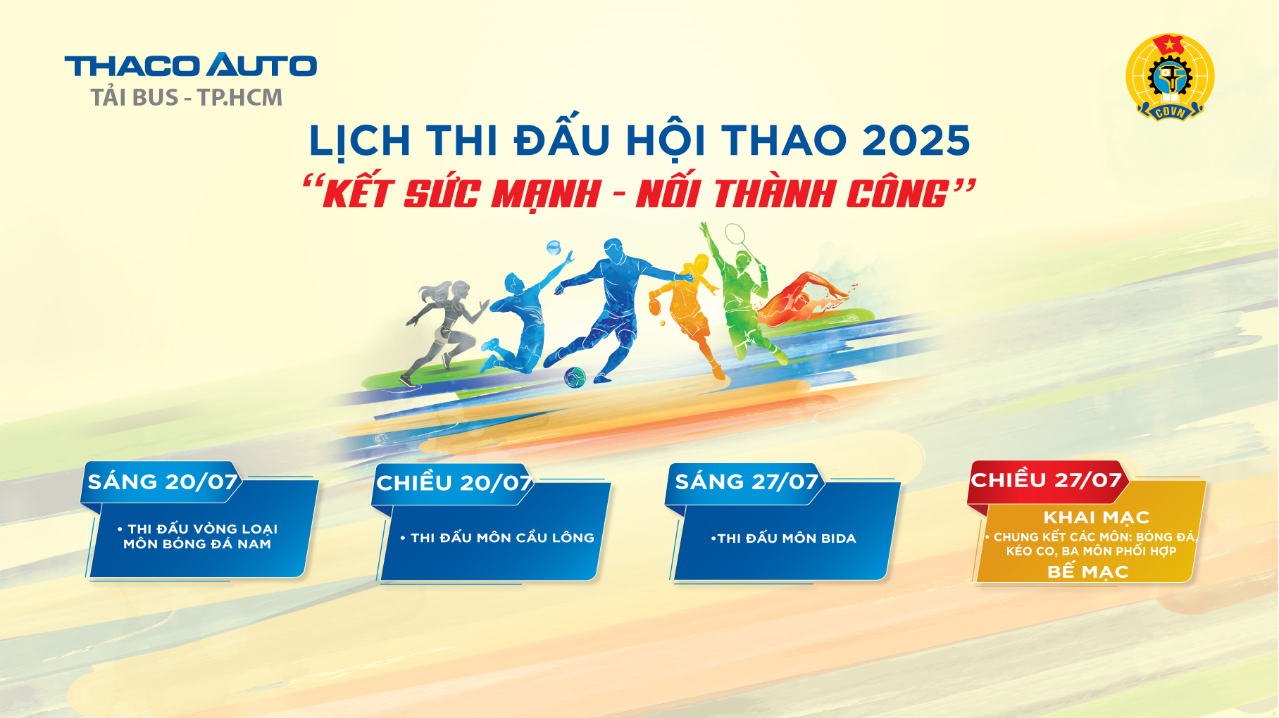 THACO AUTO Tải Bus – TP.HCM cập nhật lịch thi đấu Hội thao “Kết sức mạnh - Nối thành công” năm 2025